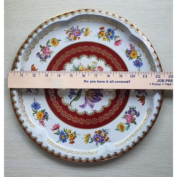 Tray-Tin-Vintage Daher Decorated Ware-Made in England-12.5 in-Gold Tone Trim - Picture 8 of 8